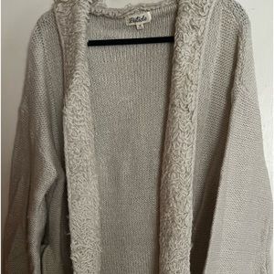 Listicle open front fuzzy cardigan
